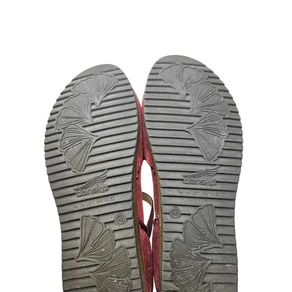 Dansko 42 Mae Mary Jane Red Comfort Wedge Casual Gorpcore Leather Ankle Strap - Picture 3 of 6